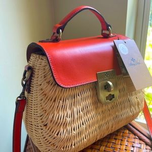Patricia Nash leather and wicker crossbody